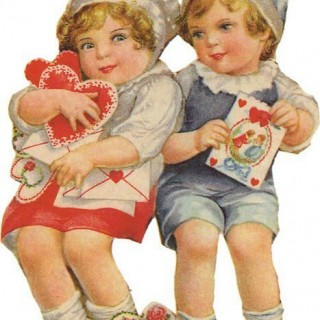 Vintage Valentines Day Image of Children