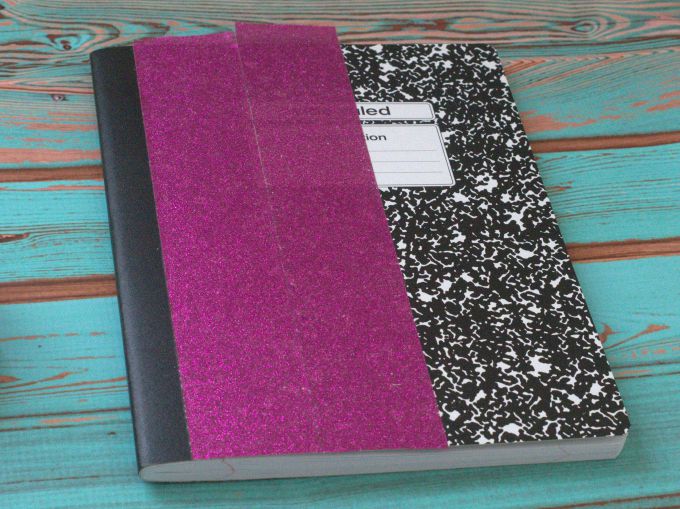 glittered composition book