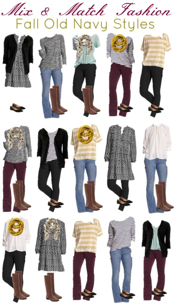 Old Navy Mix and Match wardrobe for fall