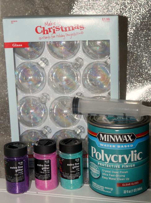glittered glass ornaments supplies