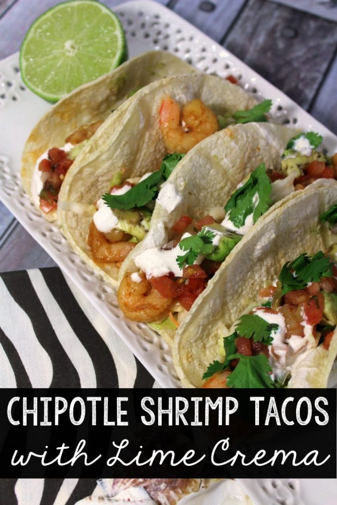 Chipotle shrimp tacos with lime crema