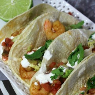 Chipotle shrimp tacos with lime crema