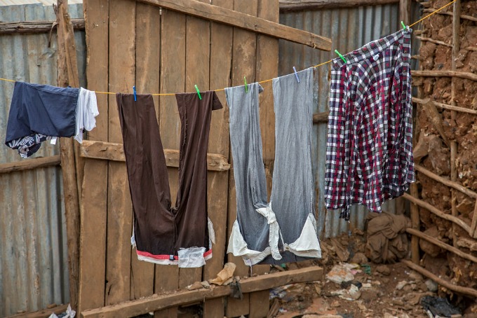 Laundry drying on the line