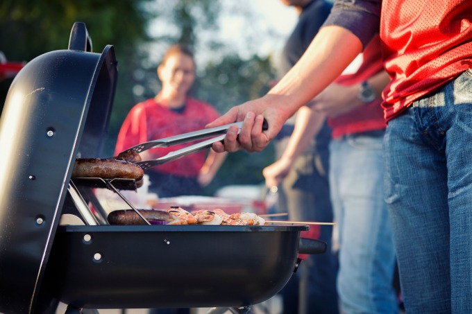 Man grilling food