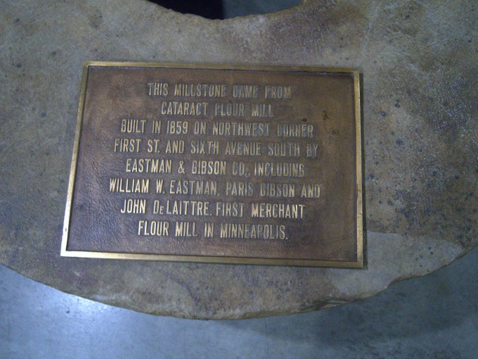 Photo of the a millstone from Minneapolis' first merchant flour mill, circa 1859.