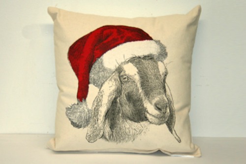 Santa goat pillow. 