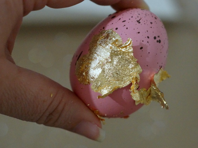 DIY Gold Leaf Egg before burnishing