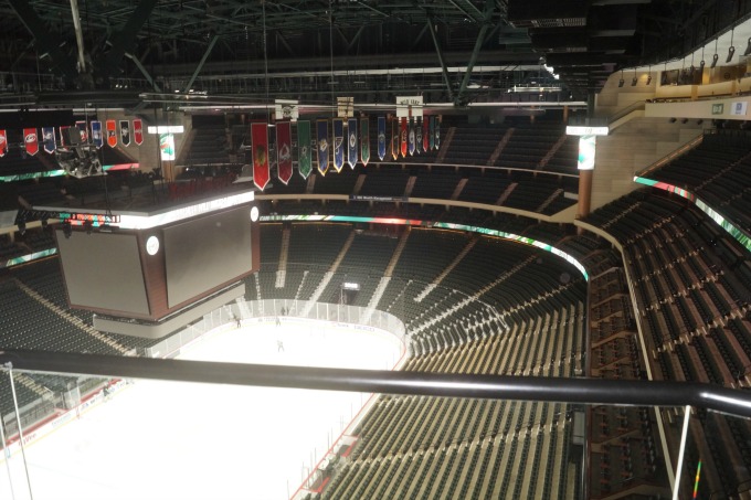 View of the ice from the Xcel Energy Center organ