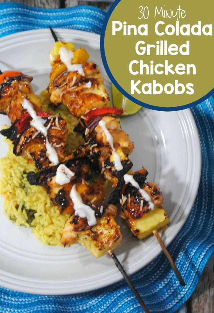 Quick and easy Pina Colada grilled chicken kebabs