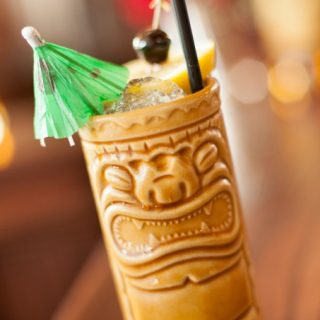 Make this Holy Mole cocktail tonight! It's a bourbon based tiki drink that's got a sweet heat.