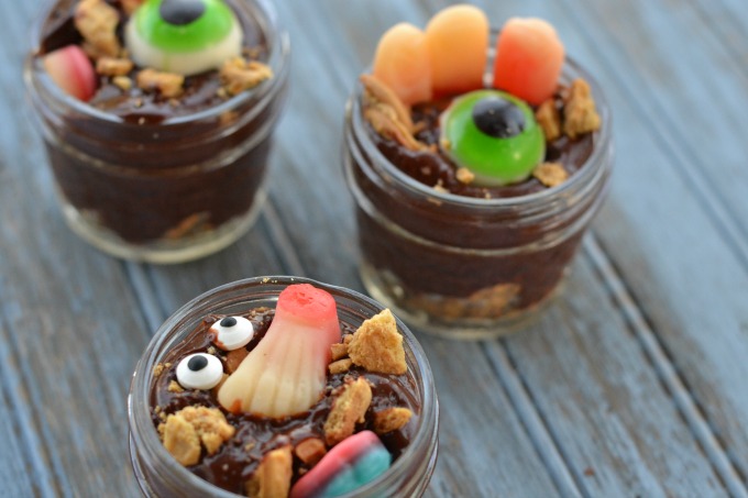 Creepy Zombie Apocalypse pudding is great for Halloween - or any creepy party.