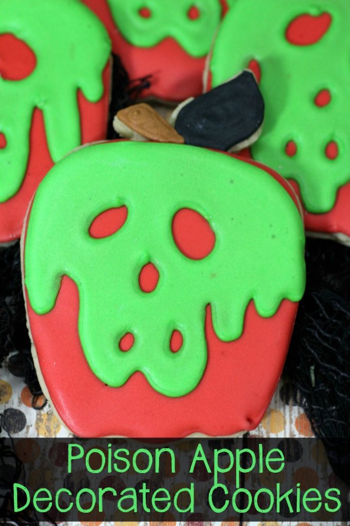 Closeup of poison apple cookies.