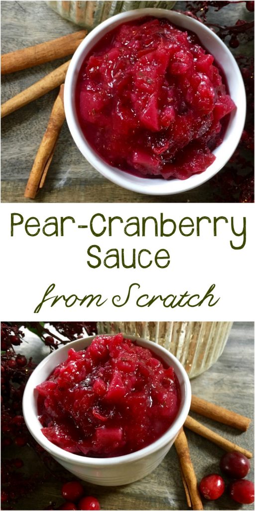 An easy to make pear cranberry sauce recipe that is naturally sweetened with no refined sugar. It's quick and easy for Thanksgiving, or any time you want a homemade healthy version of the classic.