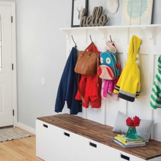 IKEA bench into semi custom mudroom bench