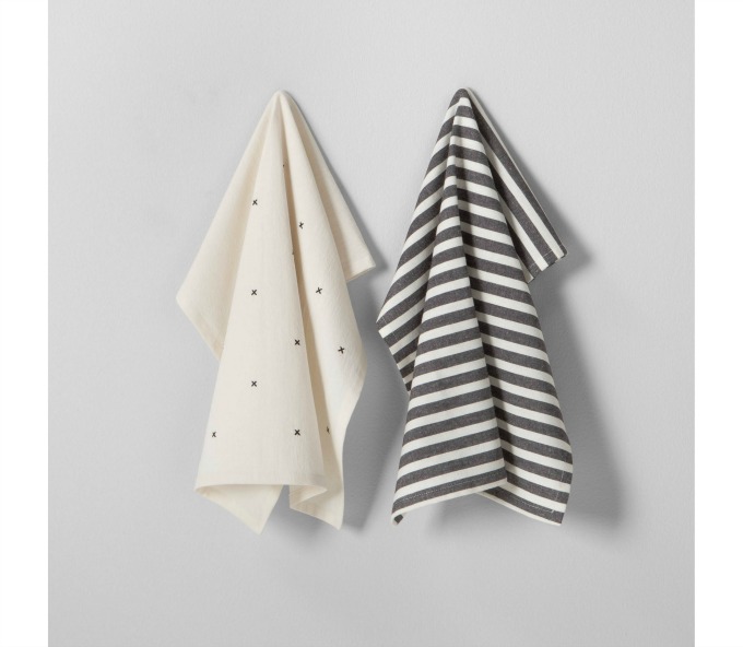 Striped and X design dish towels