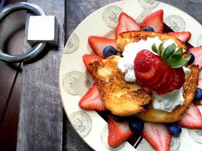 Easy grilled angel food cake with summer berries and homemade maple whipped cream