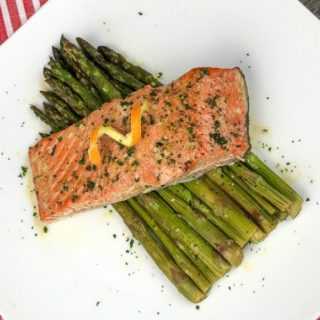 Orange glazed salmon and asparagus recipe. Paleo friendly