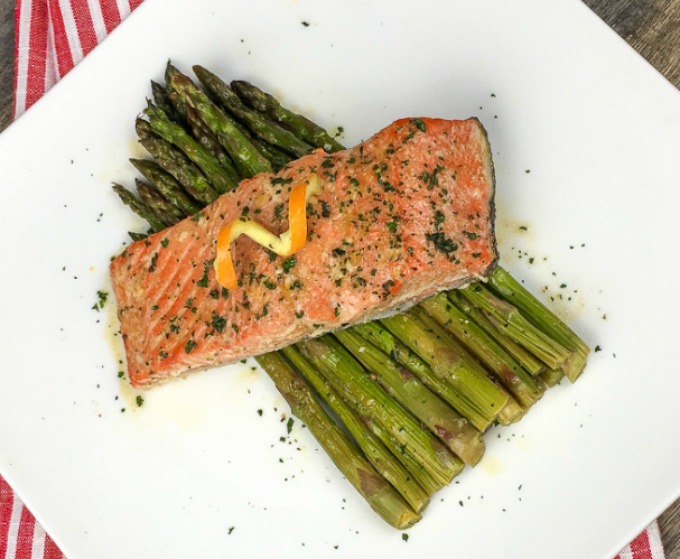 Orange glazed salmon and asparagus recipe. Paleo friendly