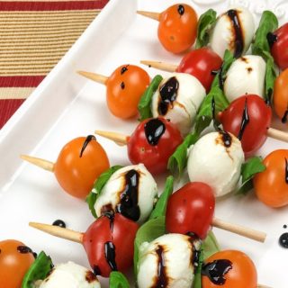 Caprese skewers with balsamic glaze