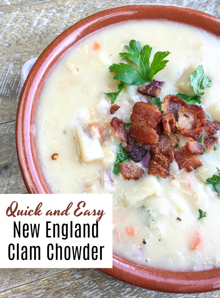 Quick and easy New England Clam Chowder | This simple soup recipe can be on the table in no time after work or school | 45 minutes to done | hearty stew | easy dinner idea | made from scratch | #soup #dinnerideas #recipes 