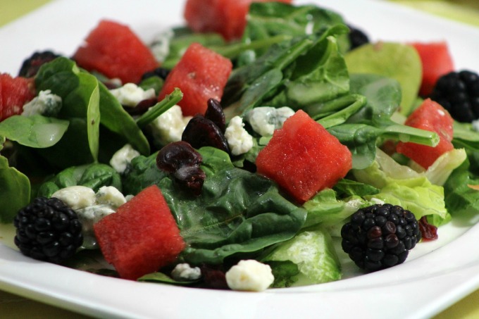 Watermelon and Blackberry Salad with Lemon Vinaigrette Dressing