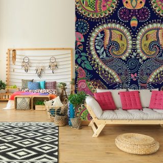 Bohemian or boho home style with a paisley forcal wall