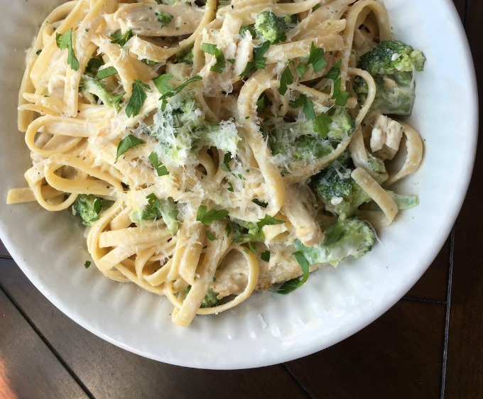 30 minute Chicken Broccoli Alfredo with sauce from scratch