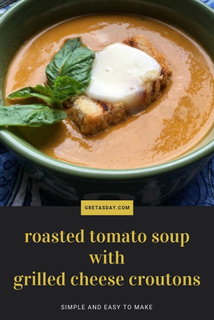 Roasted Tomato Soup with Grilled Cheese Croutons recipe