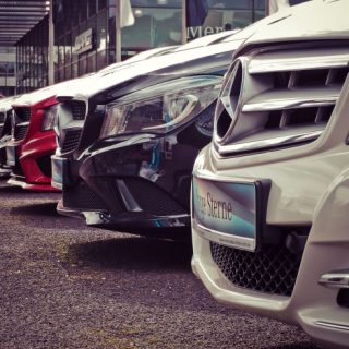 Row of new Mercedes cars
