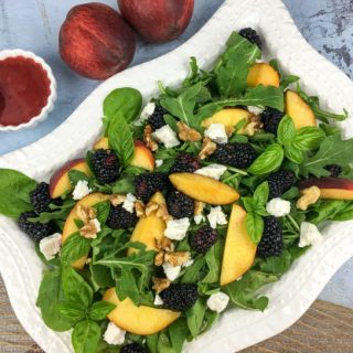 Peach blackberry Salad with Basil Blackberry Vinaigrette dressing recipe