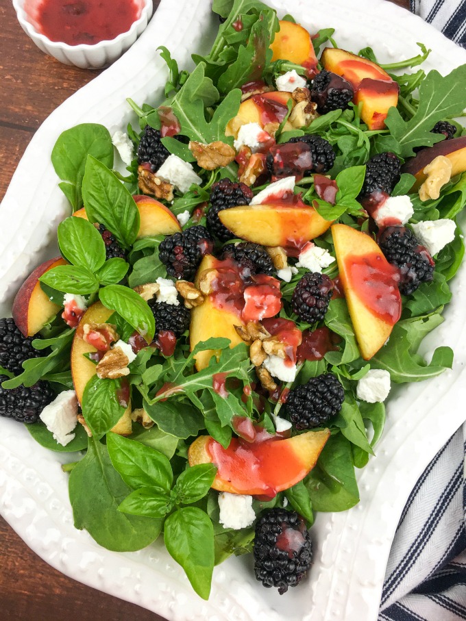 Peach Blackberry Salad with Blackberry-Basil Vinaigrette