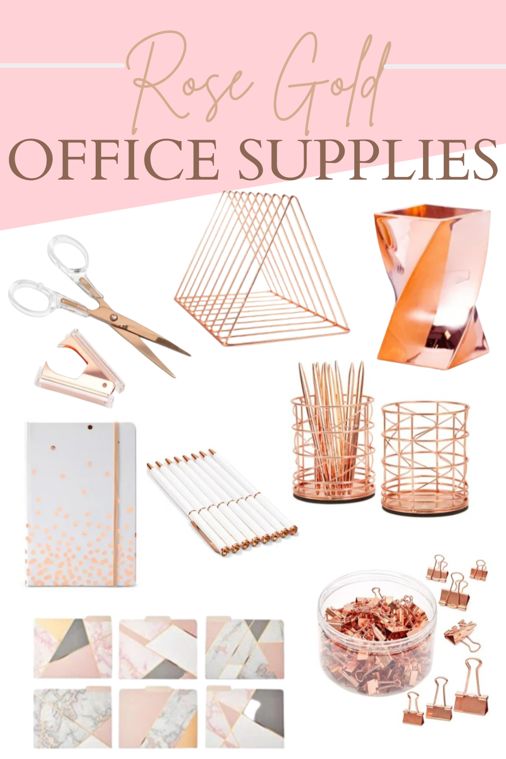 Rose gold office supplies from Target