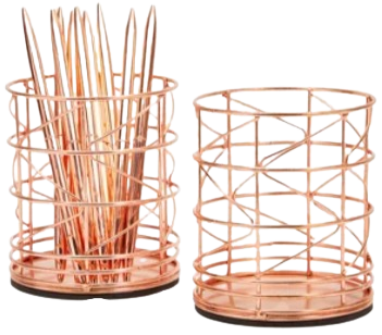 Wire rose gold pen cups