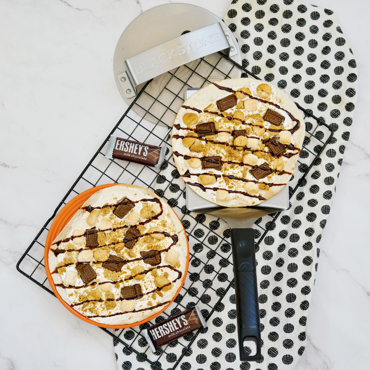 S'mores pizza made on a Blackstone griddle
