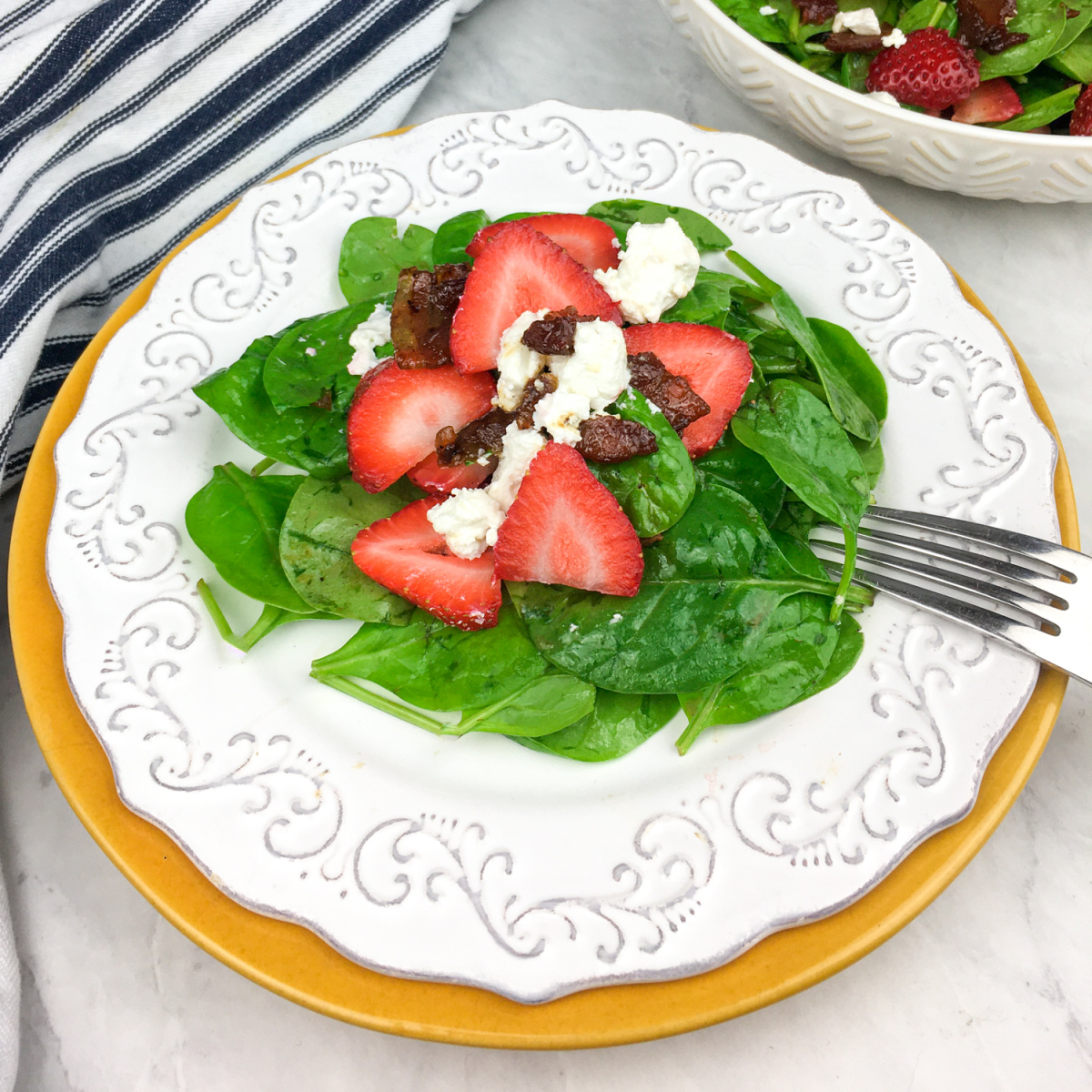 Spinach salad with hot bacon dressing