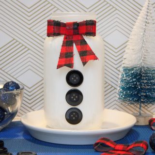 Upcycled Snowman mason jar