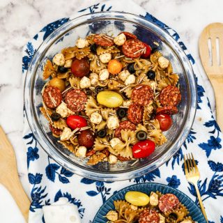 Easy to make balsamic pasta salad with mozzarella pearls