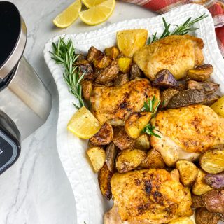 Lemon Rosemary Chicken Thighs and roasted potatoes