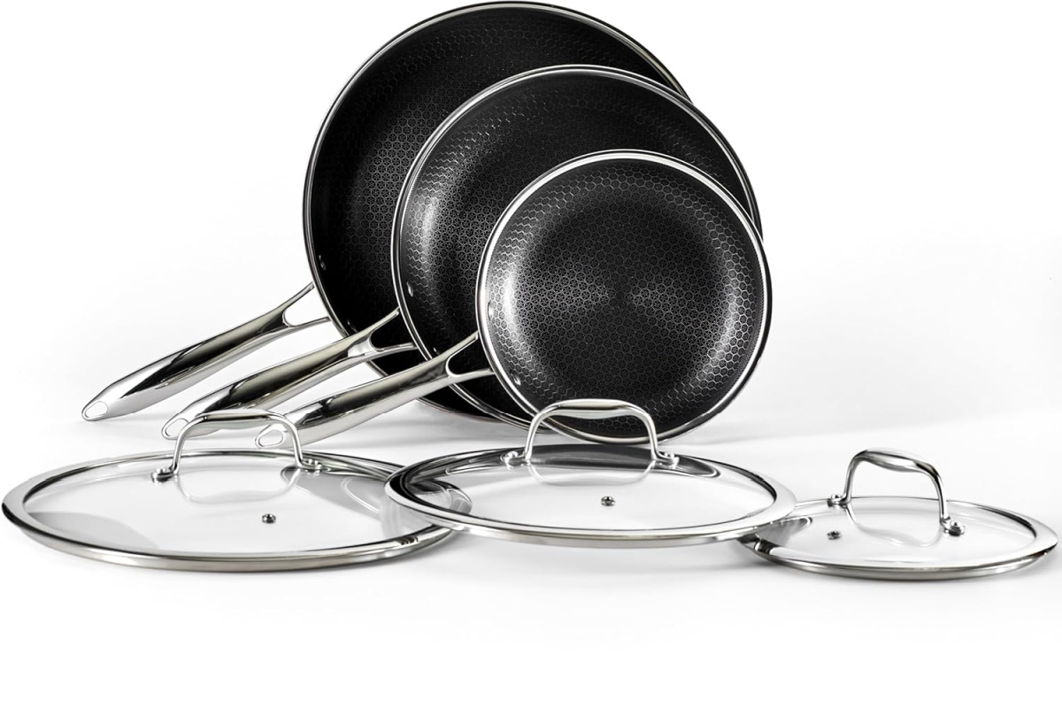 hex clad fry pan set 