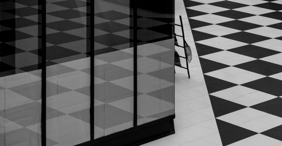 white and black floor tile