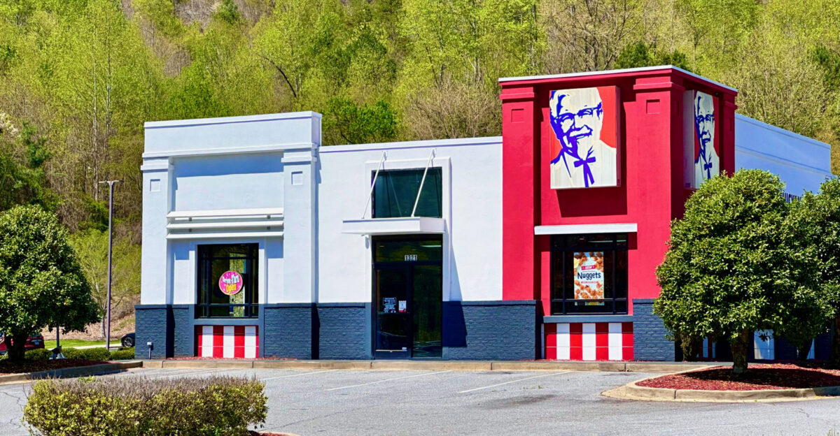 A modern KFC restaurant in Murphy North Carolina