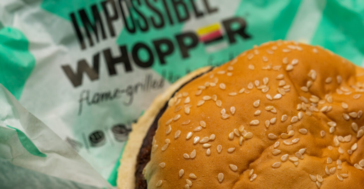 The vegan Impossible Whopper from Burger King with the Impossible Foods veggie burger patty Ordering it without mayo makes it vegan - though you can ask them to prepare it in the microwave instead of the broiler shared with meat if you want c 2019 Tony Webster