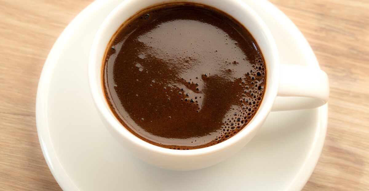 cup of coffee made on tradinonal way Grand coffee made in d ezva without milk or sugar Part of Serbian cuisine