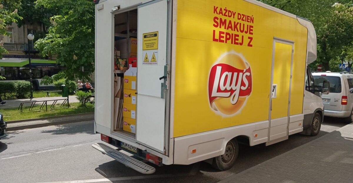 Delivery of Lay s chips to a store in the center of Tomasz w Mazowiecki Poland