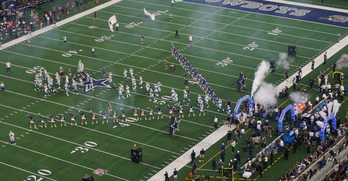 Dallas entering the field before the Houston Texans vs Dallas Cowboys preseason game at AT T Stadium in Arlington Texas United States Dallas won 34-0