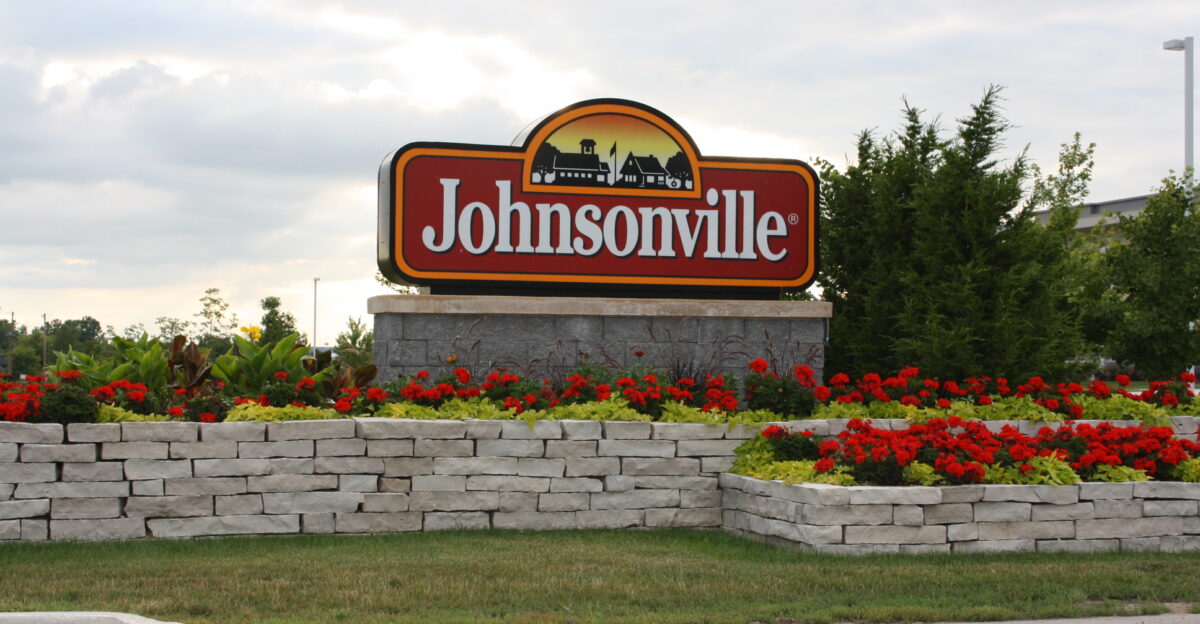 The sign for w Johnsonville Foods in Johnsonville Wisconsin