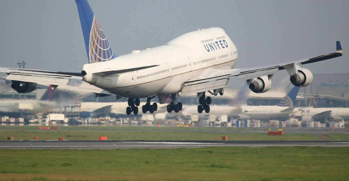a large airplane taking off