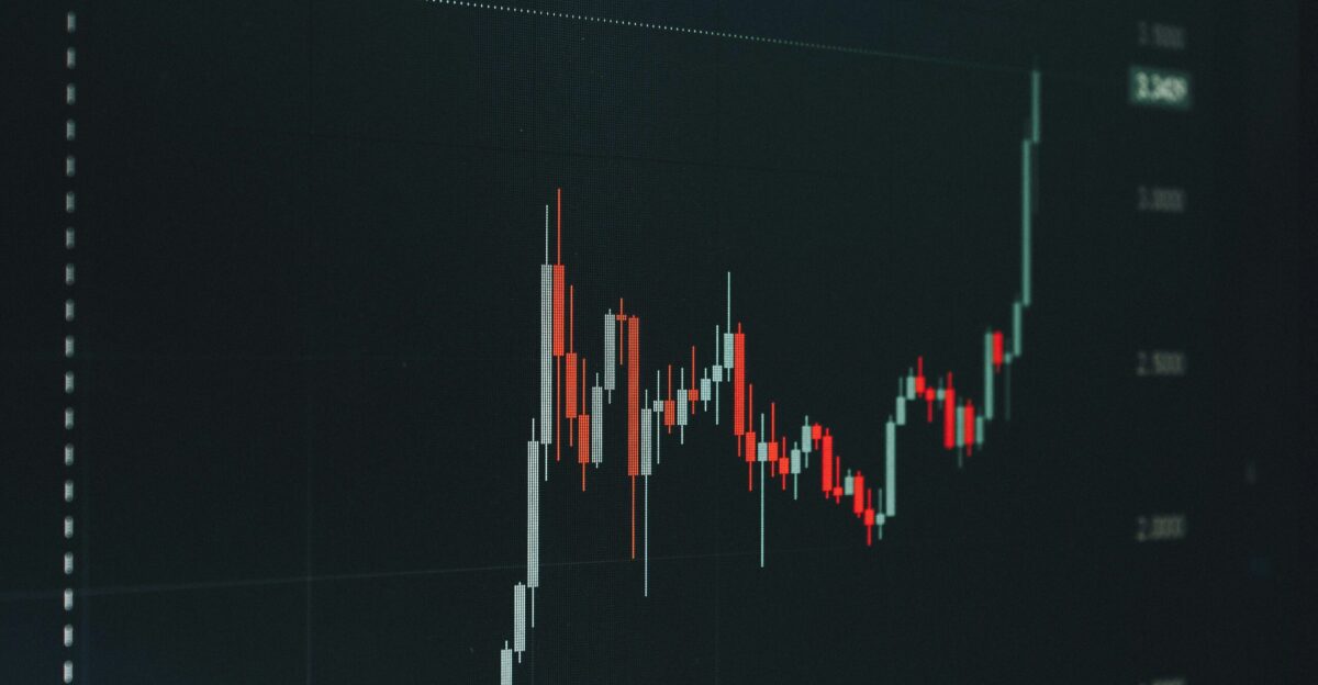 Stock market chart showing upward trend