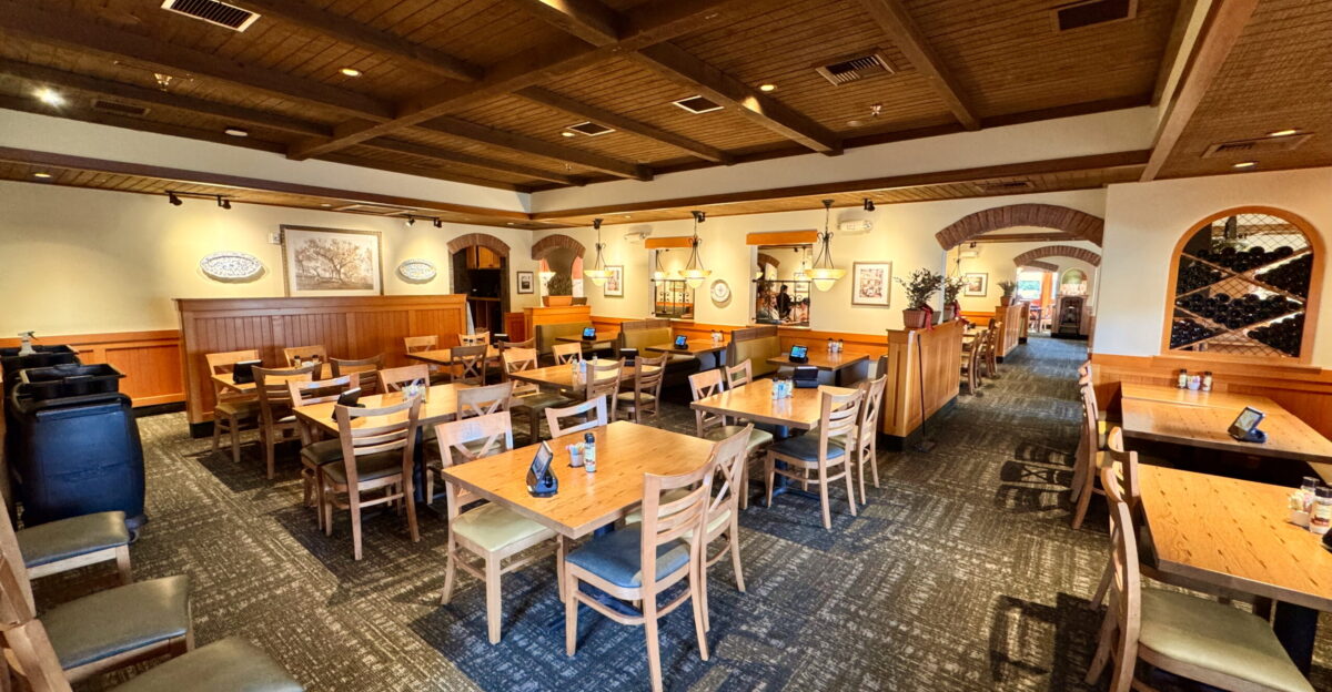 The interior of an Olive Garden restaurant California Maryland