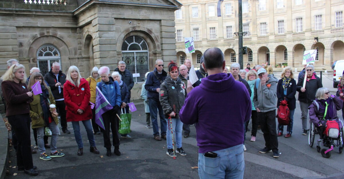 Trade Union Organizer addresses demonstration